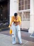 EVE Fashion Holes Denim Straight Jeans GYLN-0408