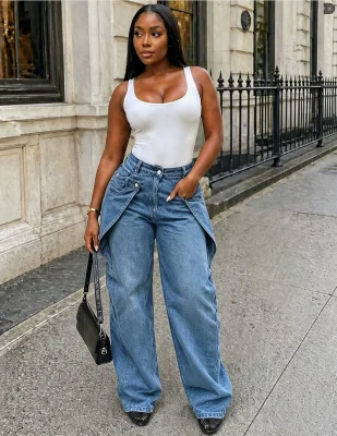 EVE Plus Size High Waist Denim Seveth Jeans GAKF-60606