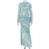 EVE Long Sleeve Print Maxi Dress GJYO-JD305510
