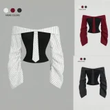 EVE One Shoulder Long Sleeve Stripe Shirt GSRX-879
