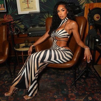 EVE Zebra Print Backless Tie Up Maxi Dress GJYO-JD305395