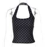 EVE Polka Dot Print Halterneck Tank Top LJSF-T6521677X