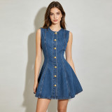 EVE Sleeveless Single Breasted Button Mini Dress GDAM-218999