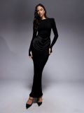 EVE Long Sleeve Ruched Maxi Dress GADE-10232