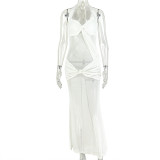 EVE Tie Up Mesh Haterneck Maxi Dress GJYO-JD305521