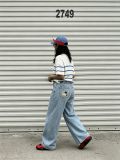 EVE Plus Size Cat-Embroidered Multi-Pockets Jeans GYLN-6334