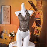 EVE Backless Halterneck See Through Sequin Top GFRT-42281TBG