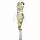 EVE Polka Dot Print Backless Top Two Piece Pants Set LJSF-S6421503X