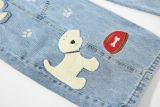 EVE Plus Size Plaid Patchwork Embroidered Puppy Jeans GYLN-2956