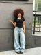 EVE Plus Size Fashion Washed Straight Jeans GYLN-9572
