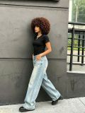 EVE Plus Size Fashion Washed Straight Jeans GYLN-9572