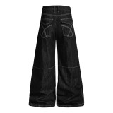 EVE Plus Size Metal-Studded Washed Loose Jeans GYLN-0338