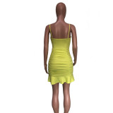 EVE Solid Color Backless Sling Midi Dress BN-9826