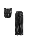 EVE Polka Dot Print Sleeveless Two Piece Pants Set ZDF-33530