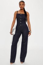 EVE Sexy Denim Slim Sling Wide Leg Jumpsuit LX-3593