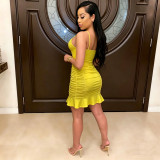 EVE Solid Color Backless Sling Midi Dress BN-9826