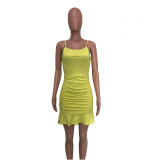 EVE Solid Color Backless Sling Midi Dress BN-9826