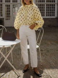 EVE Polka Dot Lantern Sleeves Loose Shirts GSRX-913