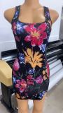 EVE Print Square Neck Sling Mini Dress GNJF-HWZ0010