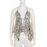 EVE Print Halterneck Irregular Tops GPKJ-MR49679