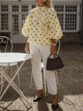 EVE Polka Dot Lantern Sleeves Loose Shirts GSRX-913