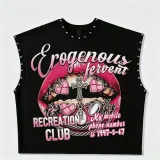 EVE Lips Print Studded Casual Tank Top GFCF-1428