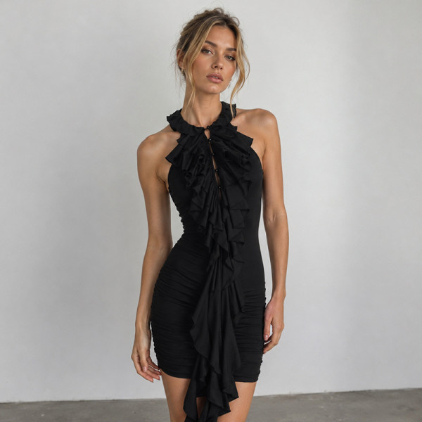 EVE Sleeveless Ruffles Ruched Mini Dress GPKJ-MR49728
