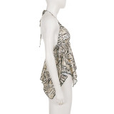 EVE Print Halterneck Irregular Tops GPKJ-MR49679
