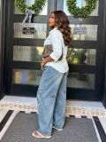 EVE Plus Size Fashion Holes Straight Jeans GYLN-0213