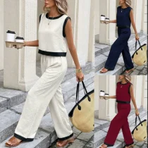 EVE Contrast Color Sleeveless Two Piece Pants Set GSRX-875