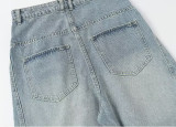 EVE Plus Size Asymmetrical Diagonal Button-down Jeans GYLN-9087