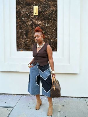 EVE Plus Size Patchwork Contrast Color Seventh Jeans GYLN-7685