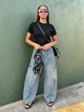 EVE Plus Size Multi-pockets Waist Scarf  Loose Jeans GYLN-2248