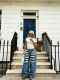 EVE Plus Size Black White Stripe Loose Jeans GYLN-8612
