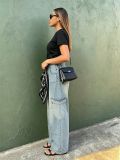 EVE Plus Size Multi-pockets Waist Scarf  Loose Jeans GYLN-2248