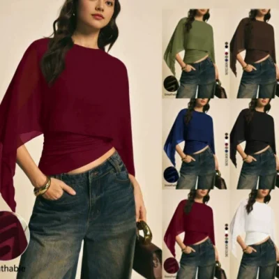 EVE Solid Color Bat Sleeve Tops GSRX-759