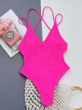 EVE Solid Color Backless One Piece Swimsuit CSYZ-C927R