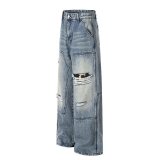 EVE Plus Size Washed Holes Straight Jeans GYLN-0609