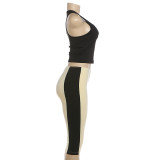 EVE Solid Color Sleeveless Vest Sport Pants Suit XEF-K6S11055A