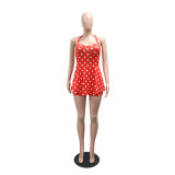 EVE Polka Dot Print Backless Romper CYA-902416
