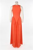 EVE Solid Color Chiffon Patchwork Maxi Dress ZSD-0789