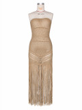EVE Hollow Out See Through Tassel Maxi Dress ZSD-0358