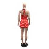 EVE Polka Dot Print Backless Romper CYA-902416