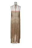 EVE Knits Tassel Halterneck Backless Long Dress ZSD-0355