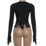 EVE V Neck Off Shoulder Tops XEF-K6L10804A