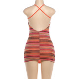 EVE Stripe Print Tight Mini Dress GZJQ-K6D10531A