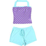 EVE Polka Dot Print Halterneck Top 2 Piece Pants Set GZJQ-K6S10391A