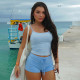 EVE Solid Color Sling Top Two Piece Short Set GZJQ-K6S10393A