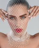 EVE Mesh Sparkle Diamond Fishing Net Headscarf Hat GZYY-W25036