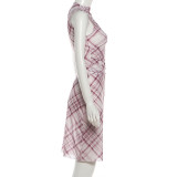 EVE Stripe Print Sleeveless Twp Piece Skirts Set GZJQ-K6S11373A